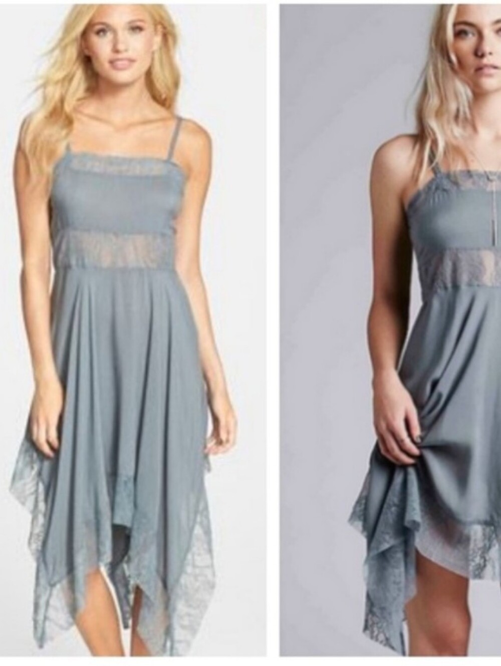 Intimately Free People Gray Lace Sleeveless Dress.